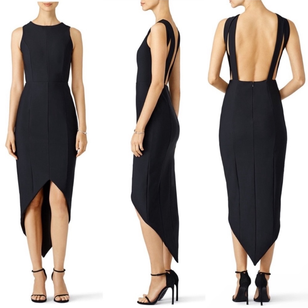 Misha Collection Siran Backless Asymmetrical Black Dress. Size 4. - Picture 2 of 7
